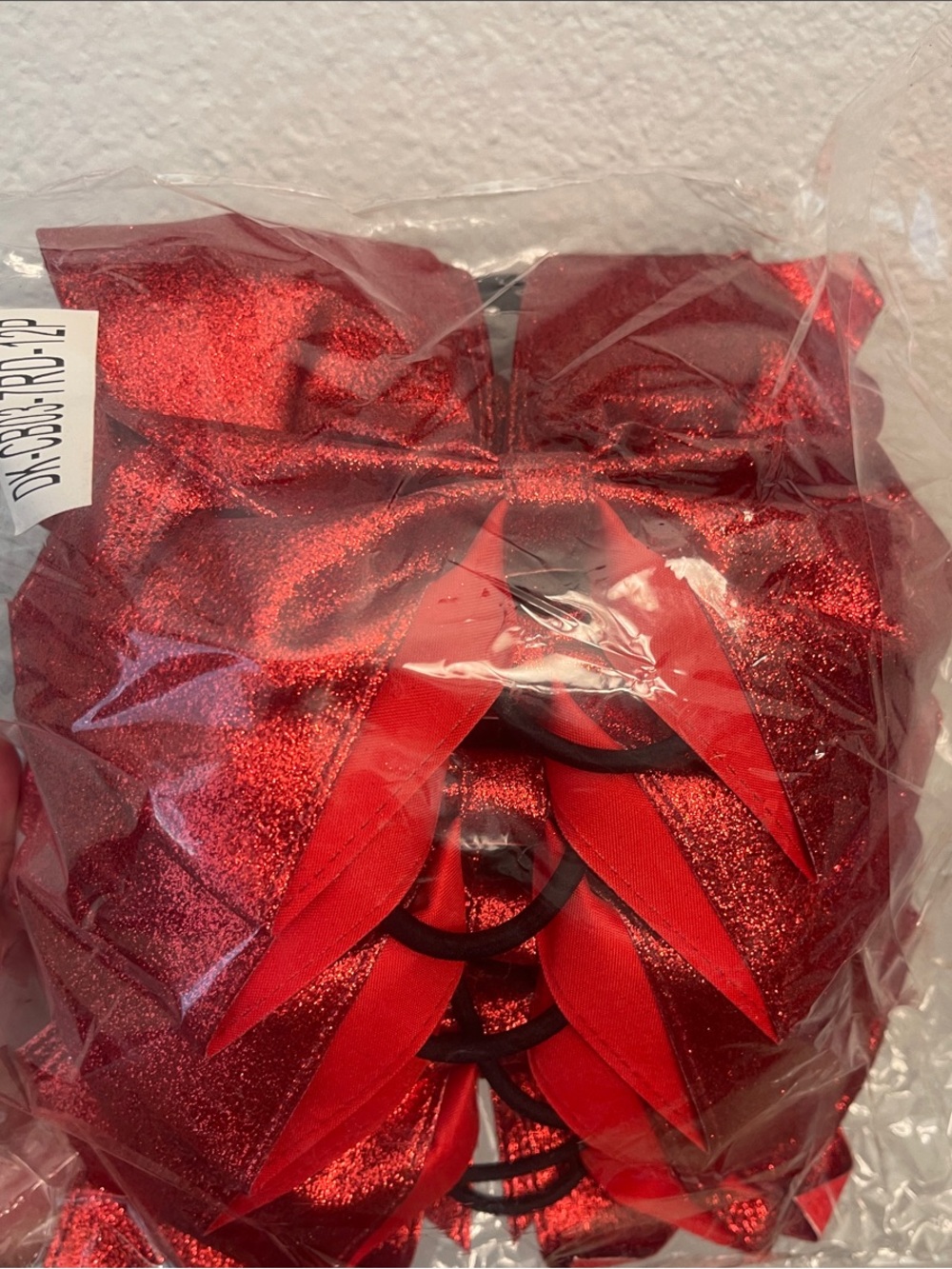 7in Red Glitter Cheer Bow
